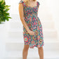 WHITE BIRCH Printed Smocked Sleeveless Dress