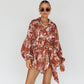 ONE & ONLY COLLECTIVE Leaves Print Puff Sleeved Romper