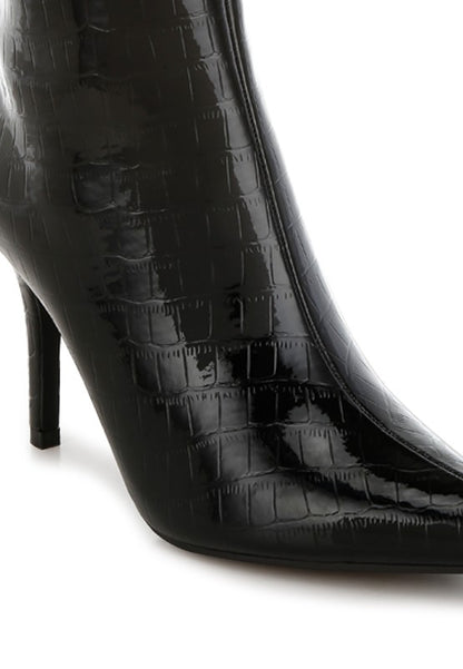 RAG & Co. Kultrus Croco Stiletto Heel Mid-Calf Boots