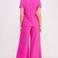 JADE BY JANE Textured Short Sleeves Top & Wide-leg Pants Set