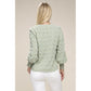 NUVI APPAREL Green Swiss Dot Contrast Lace Blouse