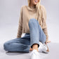 AMBIANCE APPAREL Mock Neck Cropped Pullover Knit Sweater