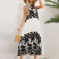 Tied Printed Sleeveless Midi Dress
