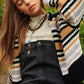 DAVI & DANI Chunky Knit Multi-Striped Open Sweater Cardigan