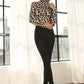 LILOU Black Long Sleeves Mock Neck Lace-up Open Back Top