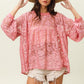 BiBi Women's Chic Mauve Floral Lace Long Sleeve Top