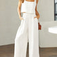 Stylish 2 Piece Square Neck Top and Wide Leg Pants Set