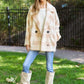 DAVI & DANI Fuzzy Boucle Textured Double Breasted Coat Jacket