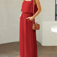 Stylish 2 Piece Square Neck Top and Wide Leg Pants Set