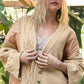 POL Quilting Patch Button Up Cable Knit Jacket in Camel Multi