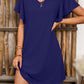 Navy Blue V-Neck Flutter Sleeve Mini Dress