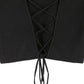 LILOU Black Long Sleeves Mock Neck Lace-up Open Back Top