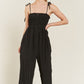 JADE by JANE Plus-size Smocked Tie Strap Jumpsuit with Pocket