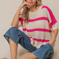 BiBi Contrast Striped Round Neck Knit Top