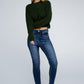 AMBIANCE APPAREL Mock Neck Cropped Pullover Knit Sweater