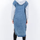 AMERICAN BAZI Contrast Longline Hooded Denim Jacket