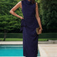 Twisted Slit Cowl Neck Sleeveless Midi Dress