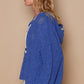 POL Blue Cable Knit Hooded Chenille Sweater