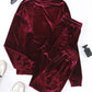 SYNZ Red Velvet Long Sleeve Top and Pants Lounge Set