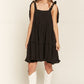 JADE by JANE Square Collar Tied Straps Ruffle Dress