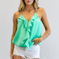 DAVI & DANI Solid V-Neck Sleeveless Ruffle Tank Top