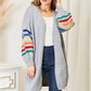 Angel Wings Multicolored Stripe Open Front Longline Cardigan