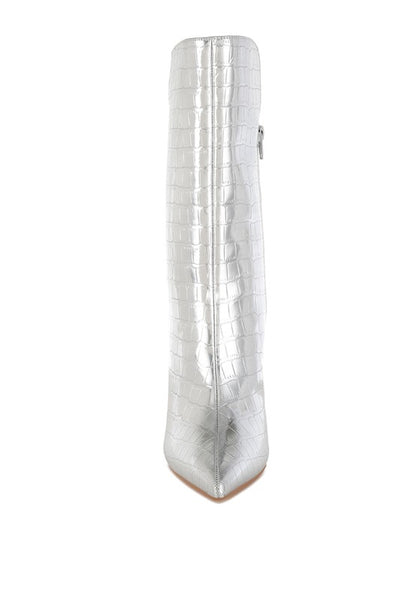 RAG & Co. Kultrus Croco Stiletto Heel Mid-Calf Boots