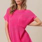 BiBi Patch Fuchsia Pocket Short Sleeve Sweater