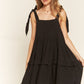JADE by JANE Square Collar Tied Straps Ruffle Dress