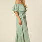 LILOU Sage Swiss dot Off-shoulder Dress