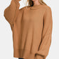 ZENANA Camel Side Sit Oversize Pullover Sweater