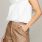 NUVI APPAREL White Swiss dot blouse with lace trim