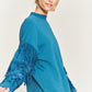 JADE by JANE Silver Studded Fringe Sleeve Sweater Top - JJT5009