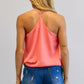 DAVI & DANI Solid V-Neck Sleeveless Ruffle Tank Top