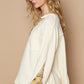POL Women's Cream Lace Detail Flower Printed V-Neck Knit Top