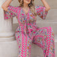 H.R.Z. Plus Size Printed Half Sleeve Wide Leg Jumpsuit