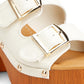RAG & Co. Sarai Buckle Straps High Block Heel Mules