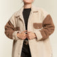 JADE by JANE Plus-size Color block sherpa Shacket JJO5017P