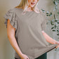 Plus Size Eyelet Round Neck Short Sleeve Blouse