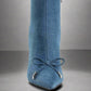 RAG & Co. Flapper Bow Detail Denim Ankle Boots