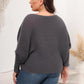 Full Size Boat Neck Batwing Sleeve Sweater-up to 3XL