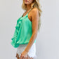 DAVI & DANI Solid V-Neck Sleeveless Ruffle Tank Top