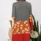 CELESTE Full Size Floral Color Block Open Front Cardigan