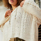 POL Cream Cable Knit Hooded Chenille Sweater