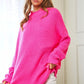 DAVI & DANI Solid Mock Neck Long Sleeve Knit Sweater