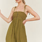 JADE by JANE Plus-size Smocked Tie Strap Jumpsuit with Pocket