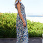 DAVI & DANI Vintage Garden Floral Flutter Smocking Midi Dress
