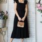 LINEN RUFFLE MID DRESS