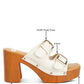RAG & Co. Sarai Buckle Straps High Block Heel Mules