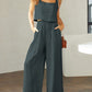 Stylish 2 Piece Square Neck Top and Wide Leg Pants Set